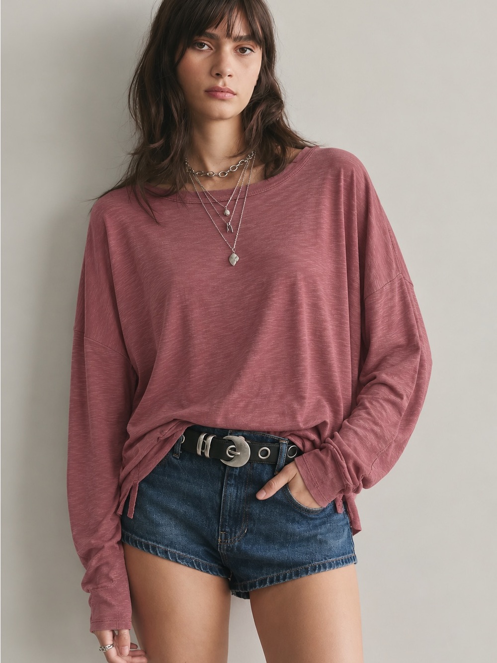 250. Buffalo David Bitton Mauve Long Sleeve Pullover Top